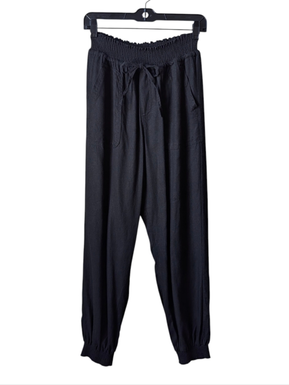 Love Tree Linen Blend Joggers Pants Black Medium Neutral Minimalist Loungewear